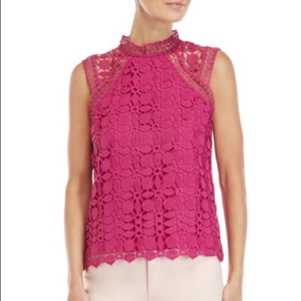 Laundry by Shelli Segal Very Berry Sleeveless Lace Top